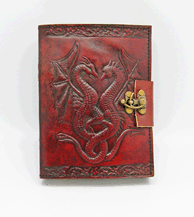 Leather Embossed Double Dragon Journal 5 x 7 "